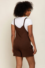 Mocha Front Pocket Overall Knit Romper