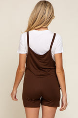 Mocha Front Pocket Overall Knit Maternity Romper