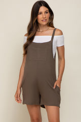 Olive Front Pocket Overall Knit Maternity Romper