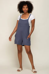 Blue Front Pocket Overall Knit Romper