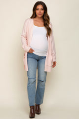 Light Pink Front Pocket Maternity Cardigan