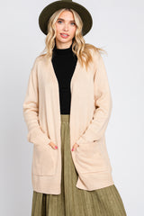 Beige Front Pocket Maternity Cardigan