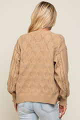 Beige Mixed Knit Cardigan