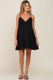 Black Crochet Ruffle Maternity Dress