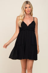 Black Crochet Ruffle Dress