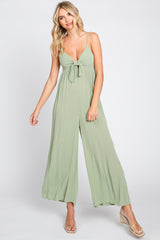 Sage Front Tie Sleeveless Jumpsuit