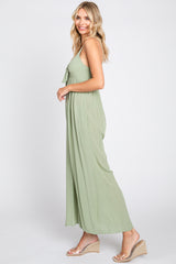 Sage Front Tie Sleeveless Jumpsuit