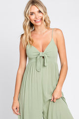 Sage Front Tie Sleeveless Jumpsuit