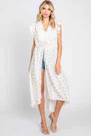 Cream Floral Ruffle Cover-Up