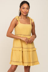 Yellow Sleeveless Tiered Maternity Dress