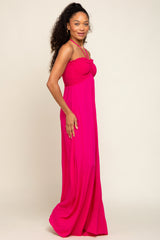 Fuchsia Smocked Halter Maxi Dress