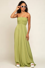 Lime Smocked Halter Maxi Dress