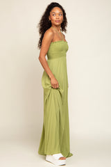 Lime Smocked Halter Maxi Dress