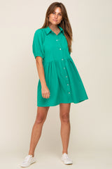 Green Button Down Mini Dress