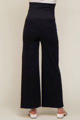 Black Wide Leg Raw Hem Maternity Jeans