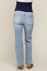 Light Blue Straight Leg Maternity Jeans