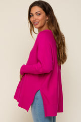 Fuchsia Knit Long Dolman Sleeve Maternity Top