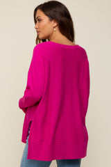 Fuchsia Knit Long Dolman Sleeve Maternity Top