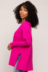 Fuchsia Knit Long Dolman Sleeve Top