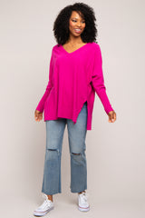 Fuchsia Knit Long Dolman Sleeve Top