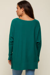 Hunter Green Knit Long Dolman Sleeve Maternity Top