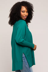 Hunter Green Knit Long Dolman Sleeve Top