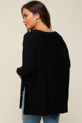 Black Knit Long Dolman Sleeve Maternity Top