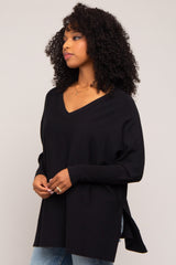 Black Knit Long Dolman Sleeve Top