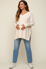 Cream Knit Long Dolman Sleeve Maternity Top