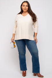 Cream Knit Long Dolman Sleeve Plus Top