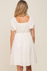 Yellow Floral Dotted Button Front Maternity Dress