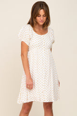 Yellow Floral Dotted Button Front Maternity Dress