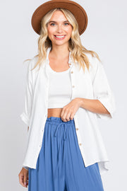 White Gauze Double Layered Button Up Top