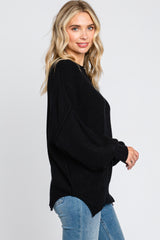 Black Knit Mock Neck Sweater