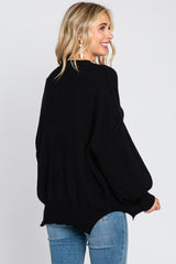 Black Knit Mock Neck Sweater