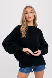 Black Knit Mock Neck Sweater