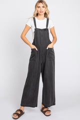 Black Front Pocket Cropped Maternity Overall