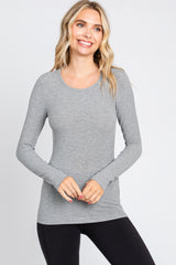 Heather Grey Long Sleeve Maternity Top