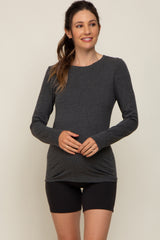 Charcoal Long Sleeve Maternity Top