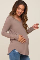 Mocha Long Sleeve Maternity Top