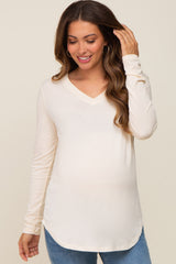 Cream Long Sleeve Maternity Top