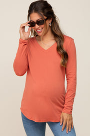 Rust Long Sleeve Maternity Top