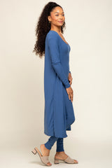 Blue Ribbed Maternity Set