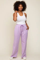 Lavender Drawstring Wide Leg Lounge Pants