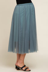 Teal Tulle Maternity Midi Skirt