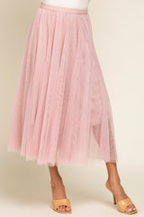 Light Pink Tulle Midi Skirt