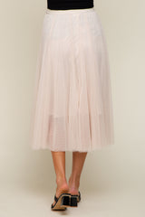 Cream Tulle Maternity Midi Skirt