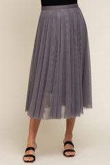 Charcoal Tulle Maternity Midi Skirt