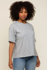 Heather Grey Basic Rolled Short Sleeve T-Shirt