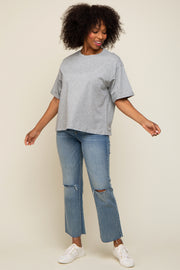 Heather Grey Basic Rolled Short Sleeve T-Shirt